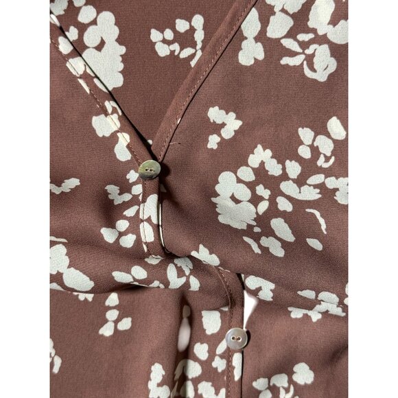 NEW West Kei Womens S Button-Down Blouse  Flowers Print V-Neck Tie Front Boho - Picture 5 of 11